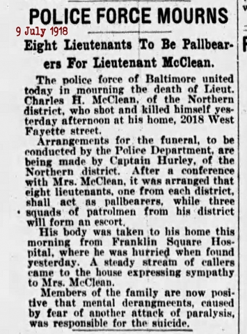 The Evening Sun Tue Jul 9 1918 Lt McClean suicide72